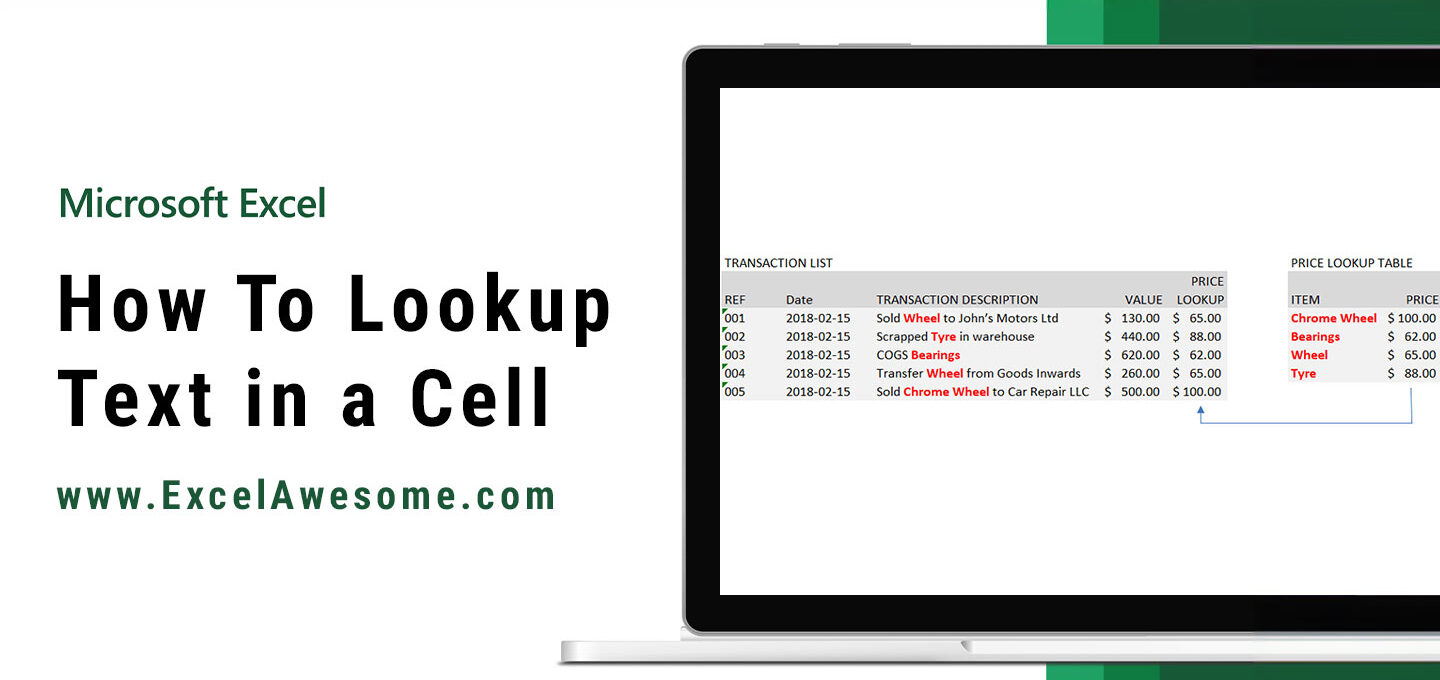 How To Lookup Part of Text in a Cell